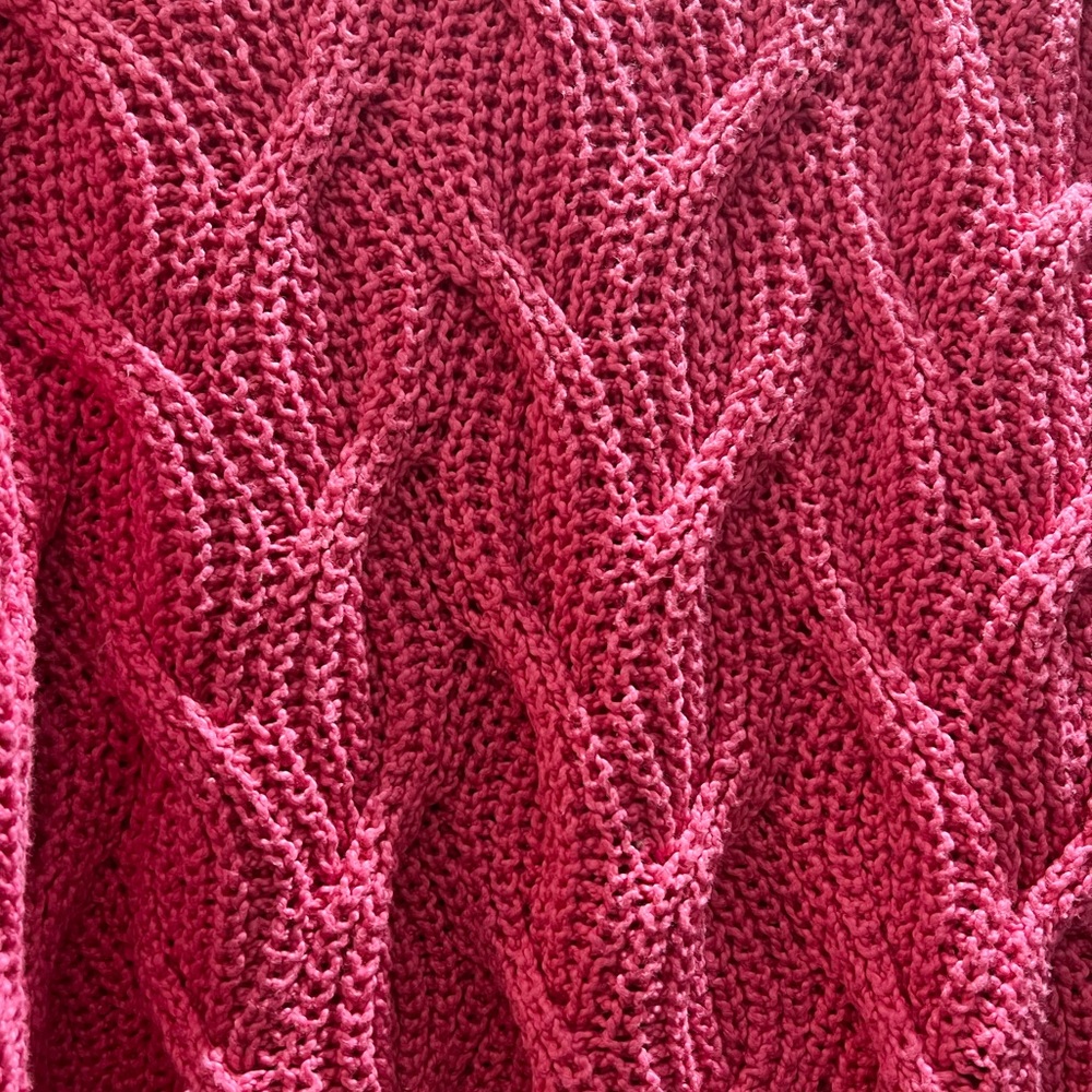 Kookai Switzerland Sweater NWT Hand Knit Pink Cable Knit Relaxed Fit Beautiful! - Picture 8 of 13